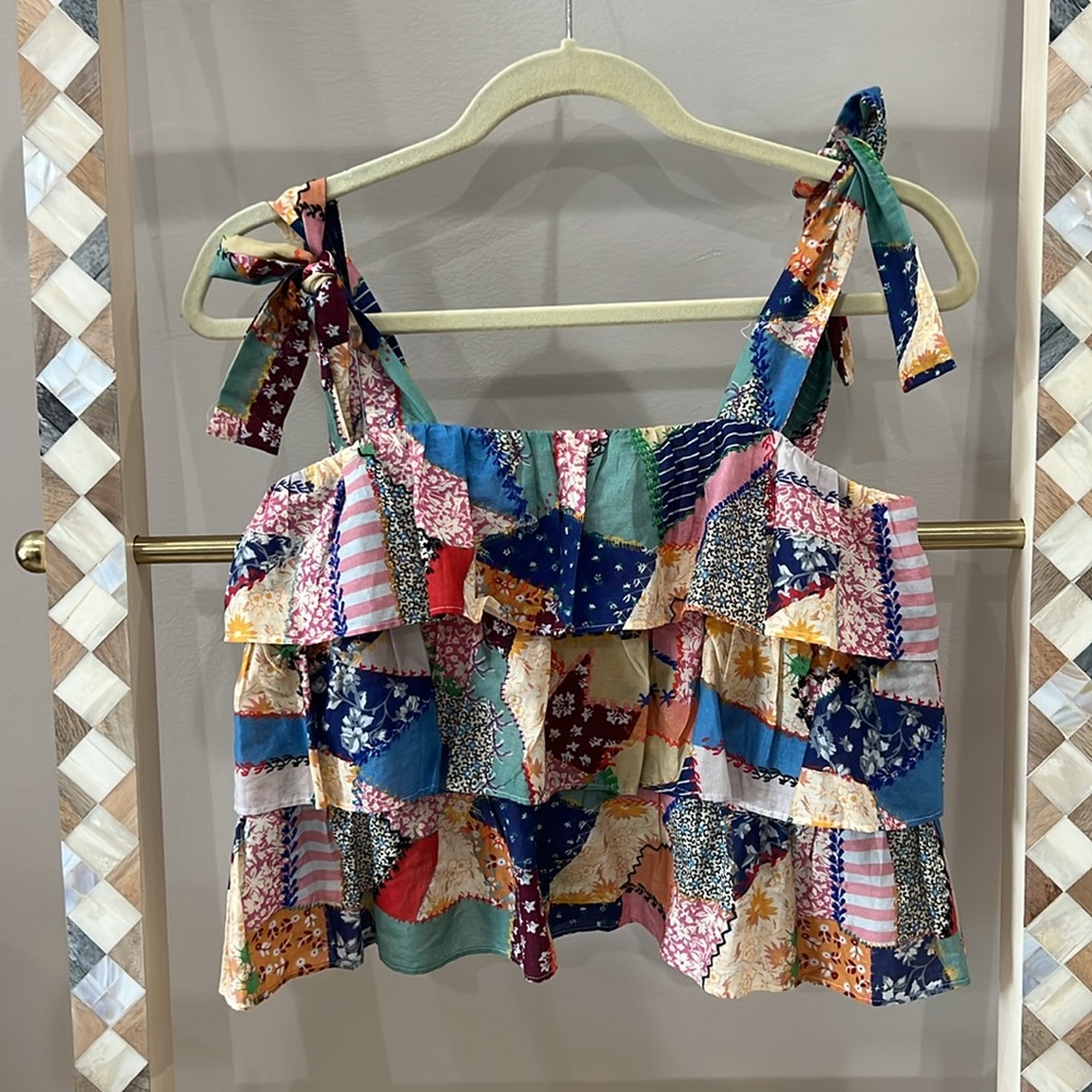 Sezane Multicolor Ruffle Top - Picture 3 of 8